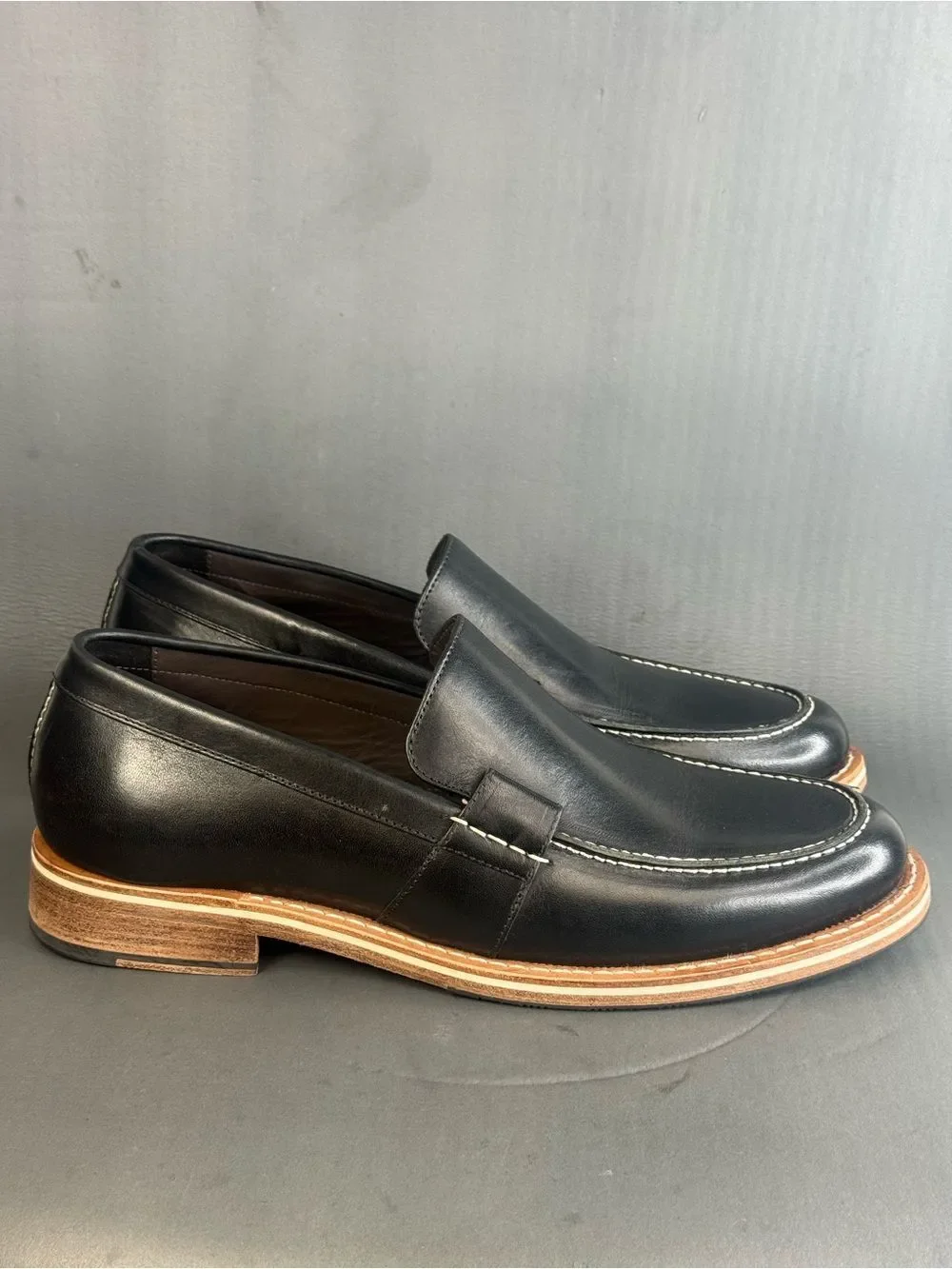 HELM The Wilson Black leather slip on loafers shoes men’s size 14